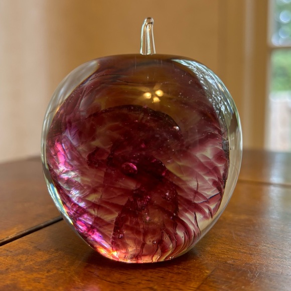 VTG Kerry Glass Purple Plum Apple Ireland Paperweight Swirl NOS - Picture 8 of 14